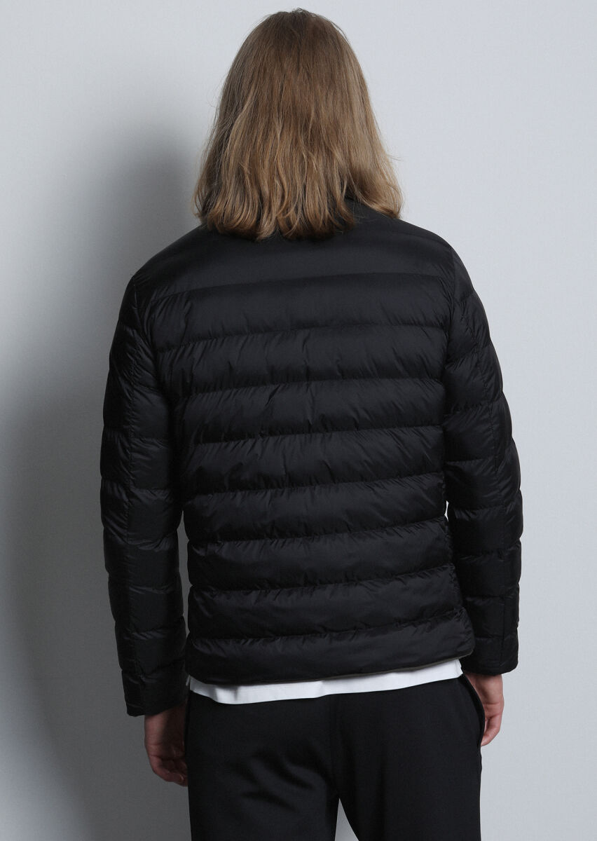 Black Regular Fit Turtleneck Casual Weaving Double-Sided Coat - 5