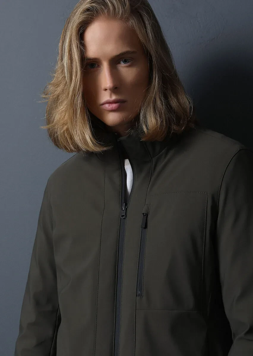 Black Regular Fit Turtleneck Casual Weaving Double-Sided Coat - 2
