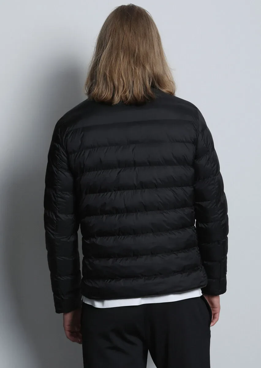 Black Regular Fit Turtleneck Casual Weaving Double-Sided Coat - 5