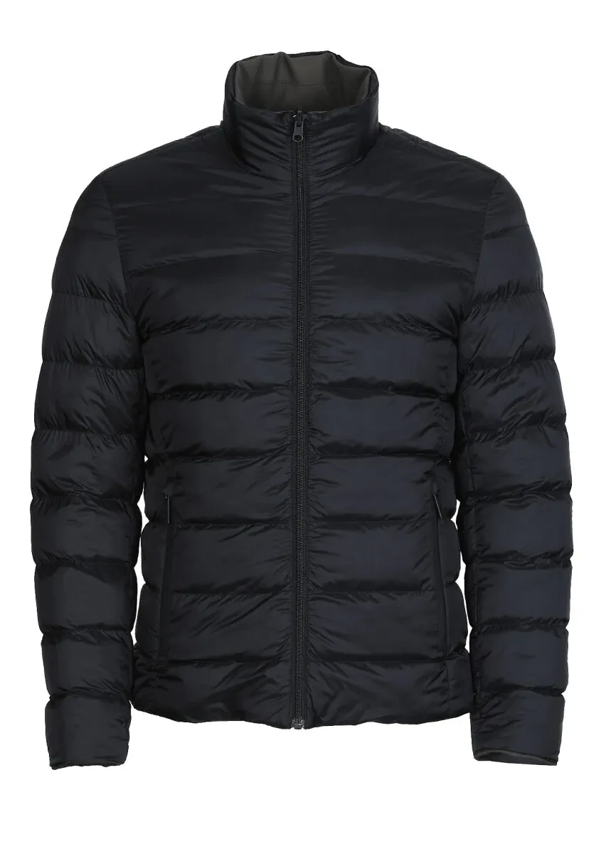 Black Regular Fit Turtleneck Casual Weaving Double-Sided Coat - 7