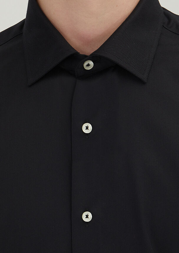 Black Regular Fit Weaving Classical 100% Cotton Shirt - 4