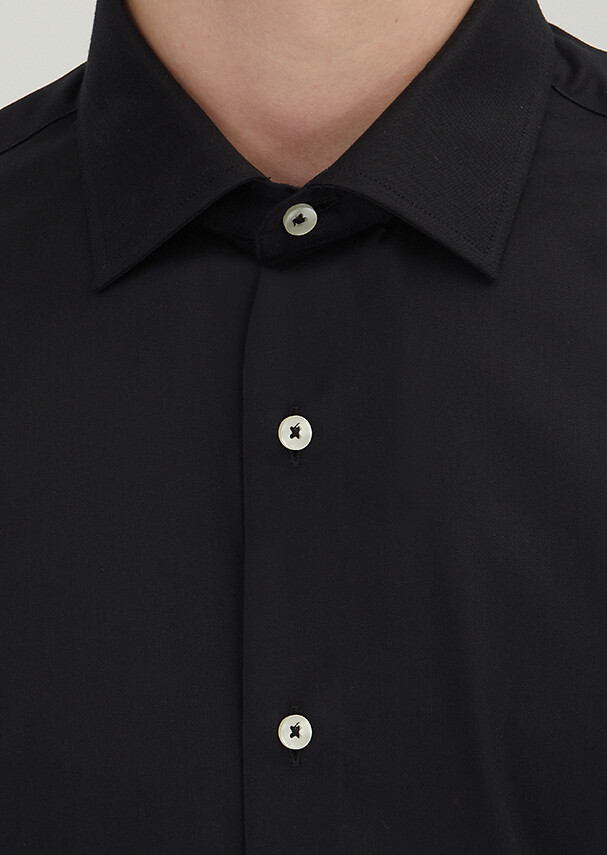 Black Regular Fit Weaving Classical 100% Cotton Shirt - 4