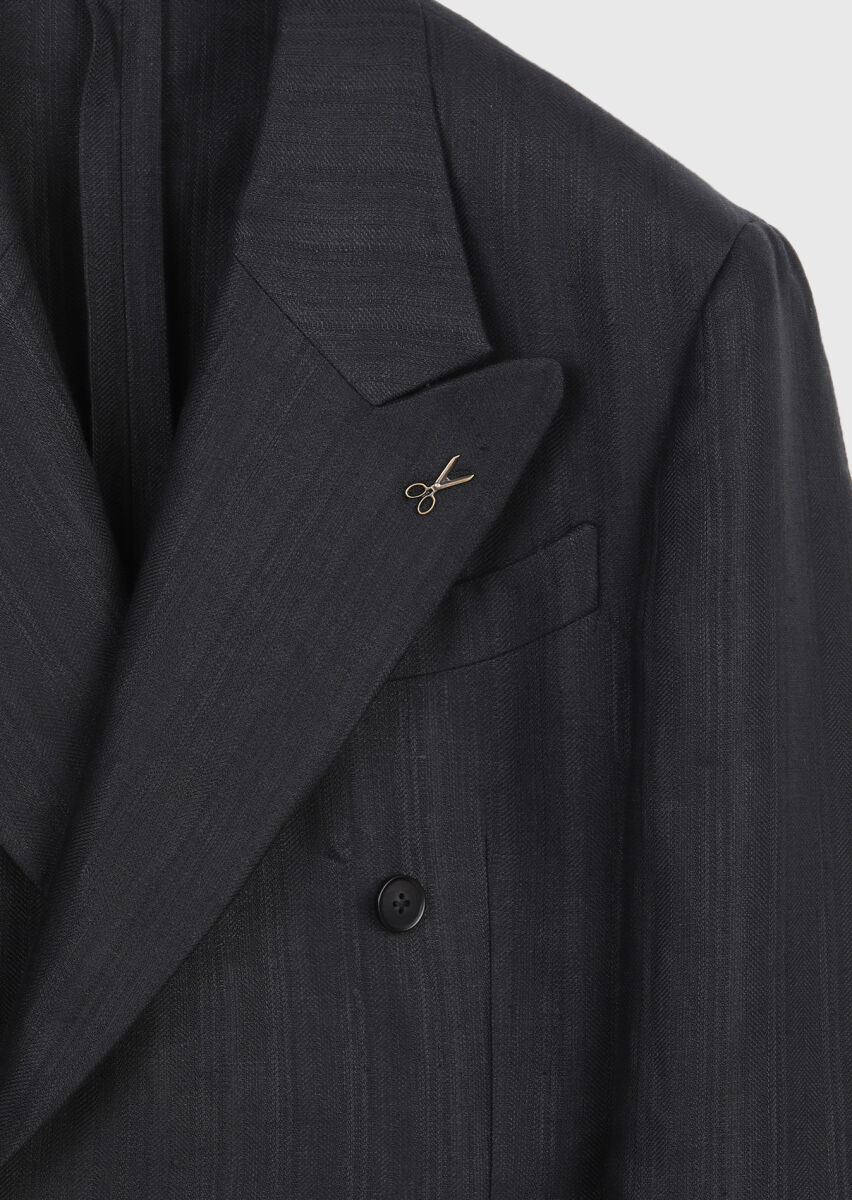 Black Relaxed Fit 100% Linen Jacket - 6