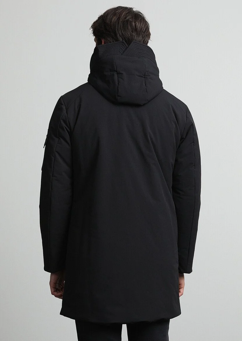 Black Removable Hood Weaving Coat - 5