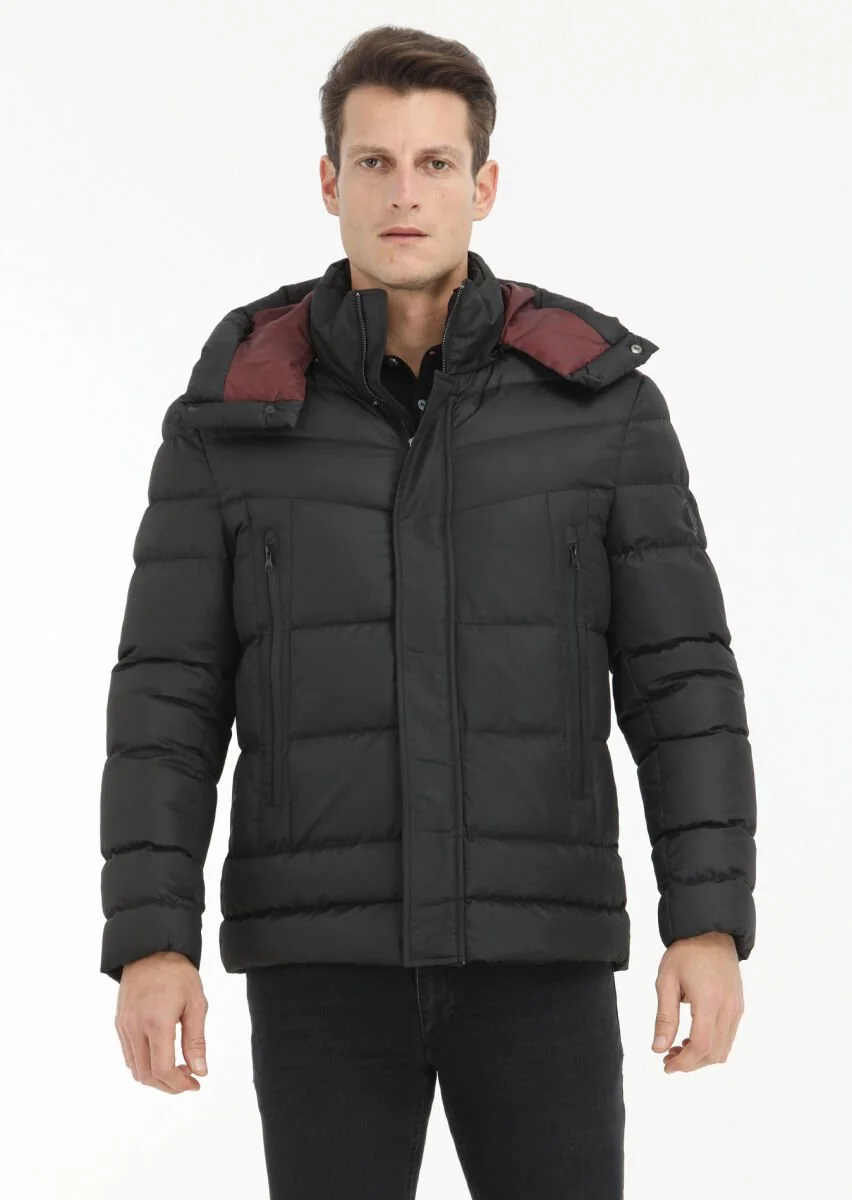 Black Removable Hood Weaving Coat - 3