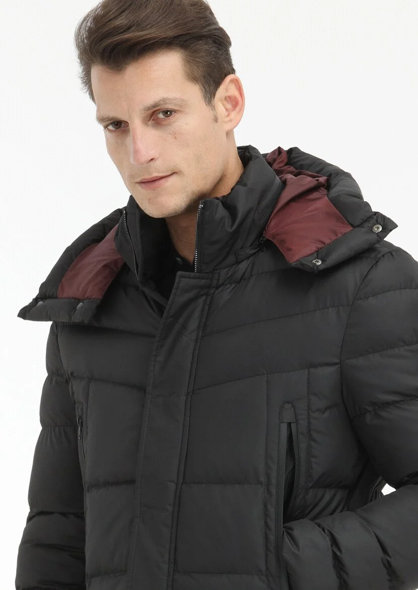 Black Removable Hood Weaving Coat - 4