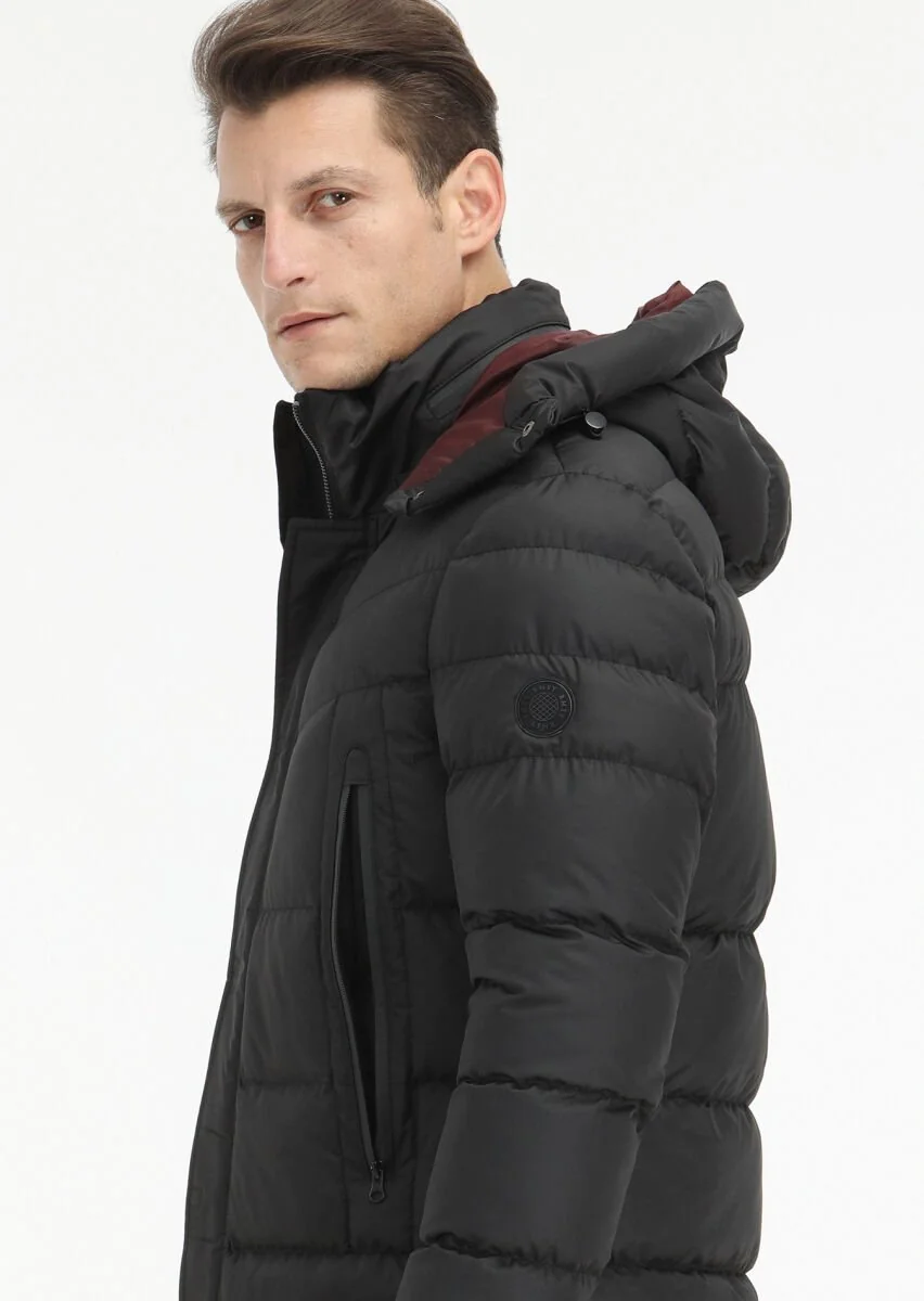 Black Removable Hood Weaving Coat - 5