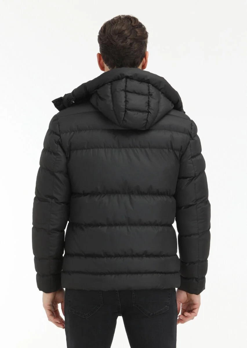 Black Removable Hood Weaving Coat - 6