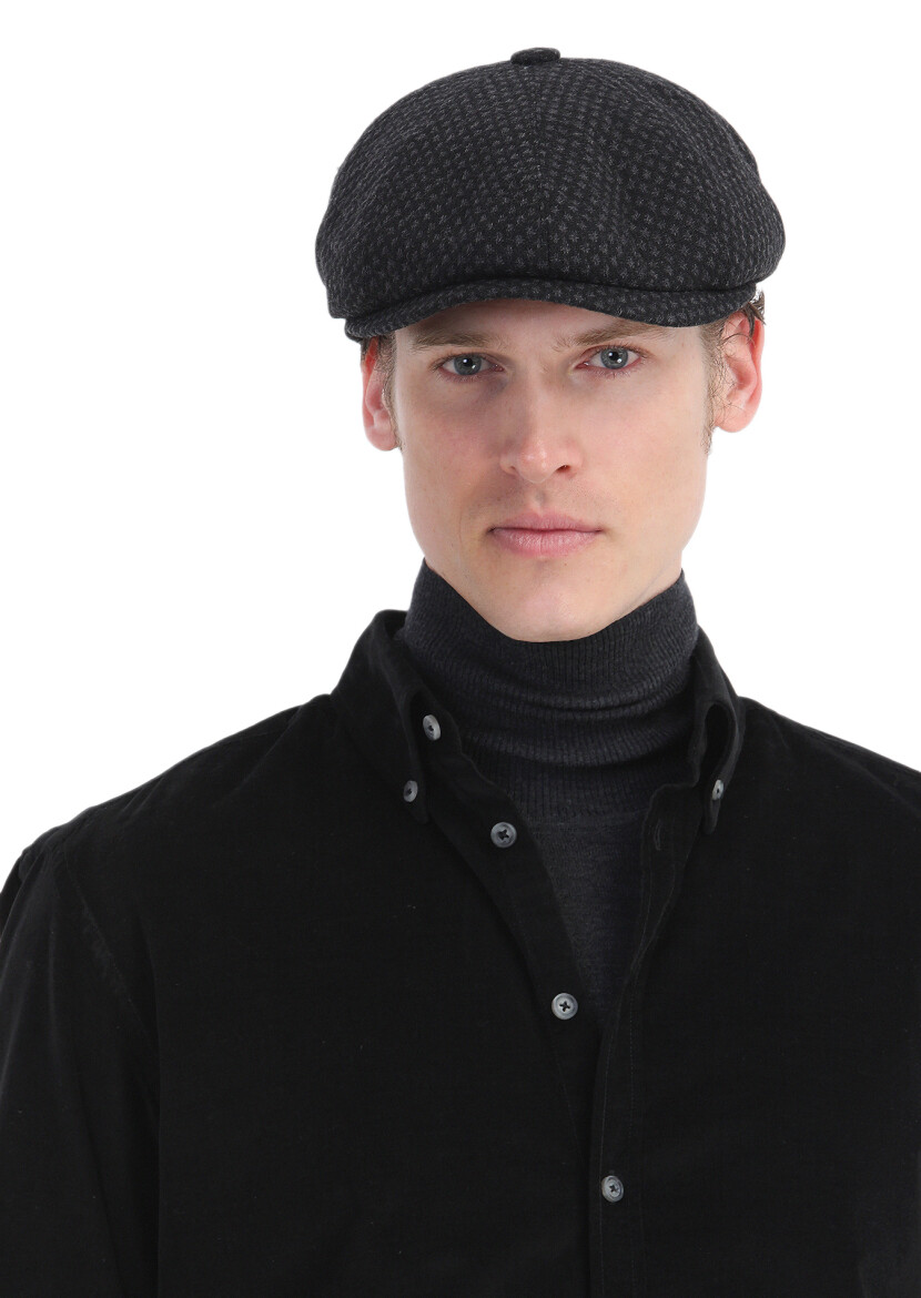 Black Ribbed Regular Fit Long Weaving Casual 100% Cotton Shirt - 5