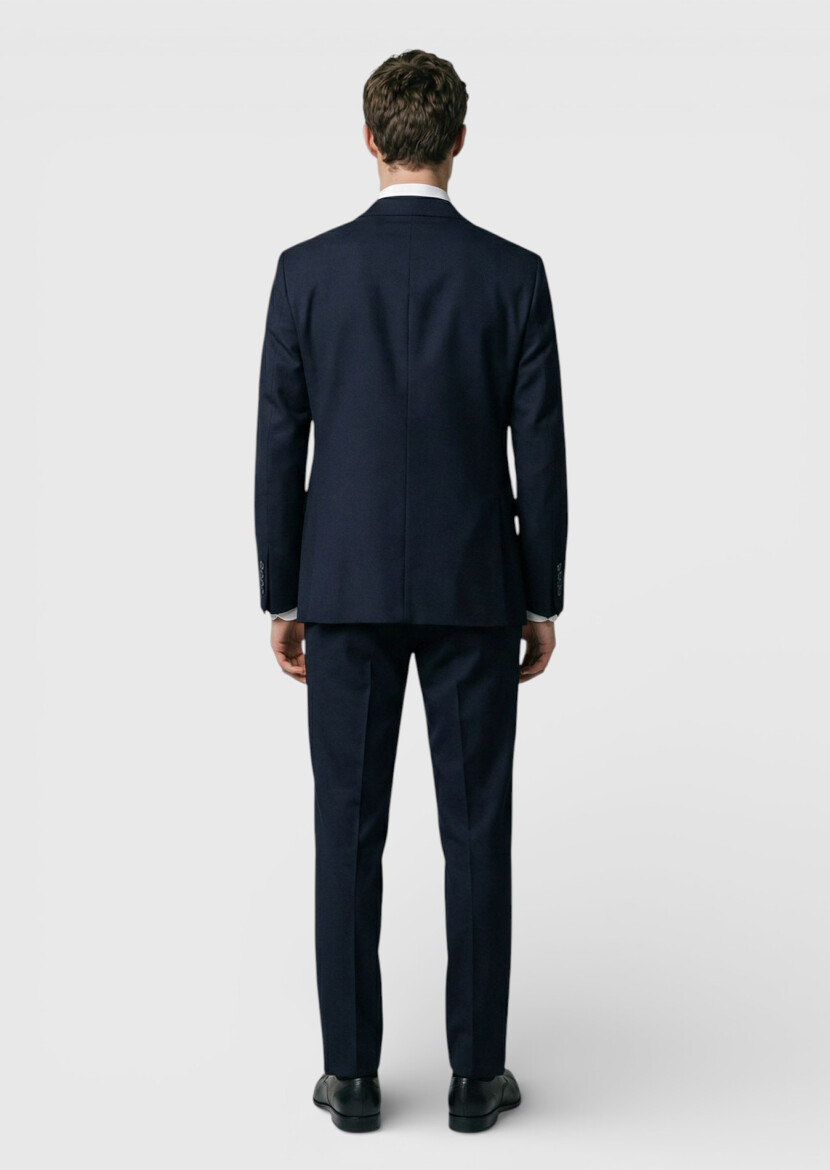 Black Shirt Shoulder Slim Fit 100% Wool Jacket - 4