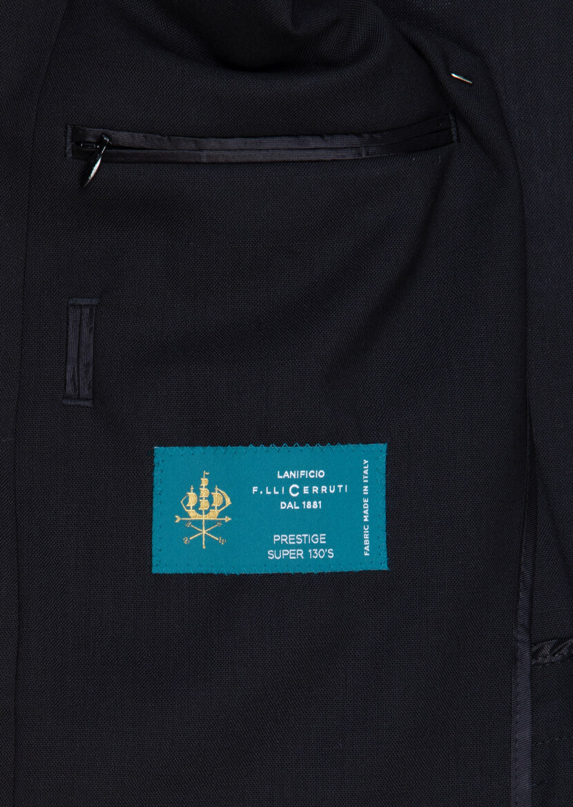 Black Shirt Shoulder Slim Fit 100% Wool Jacket - 8