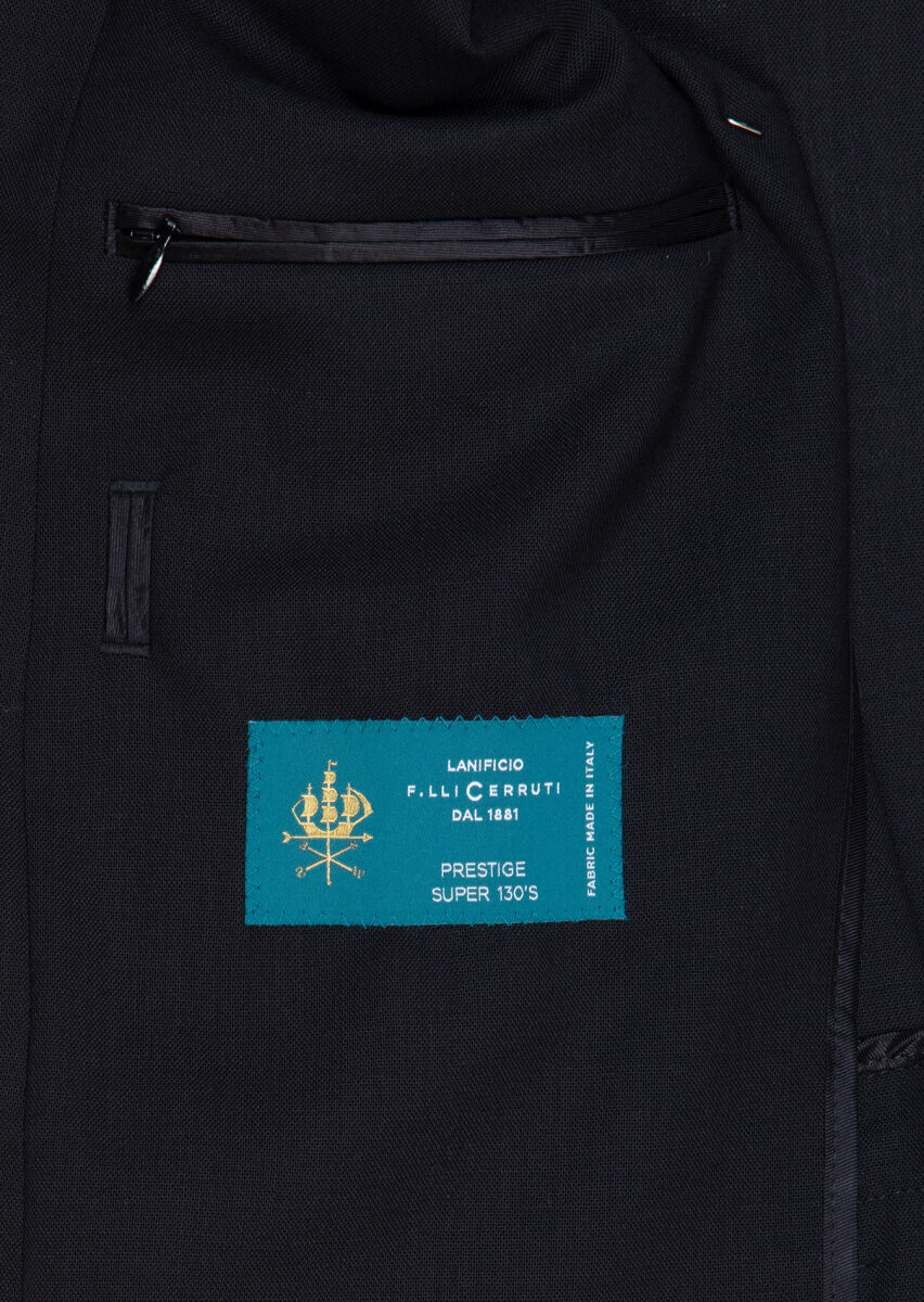 Black Shirt Shoulder Slim Fit 100% Wool Jacket - 8