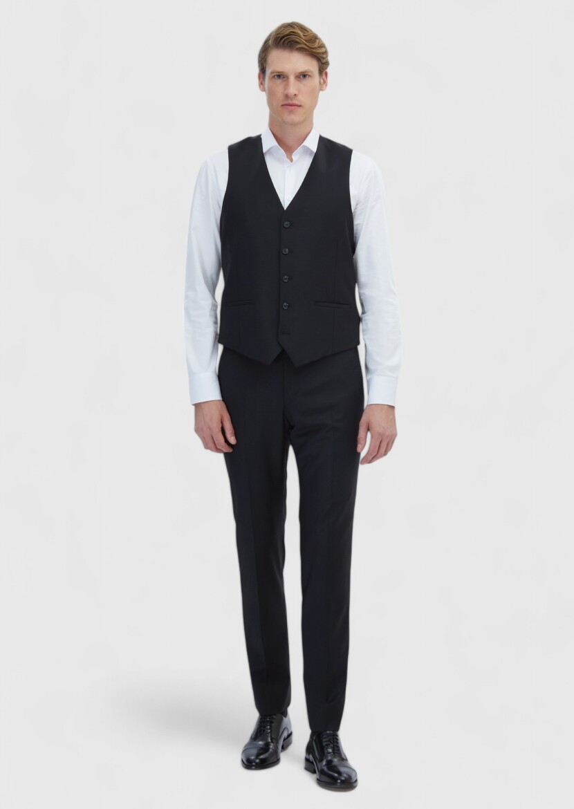 Black Slim Fit Butterfly Collar Classical Waistcoat - RAMSEY