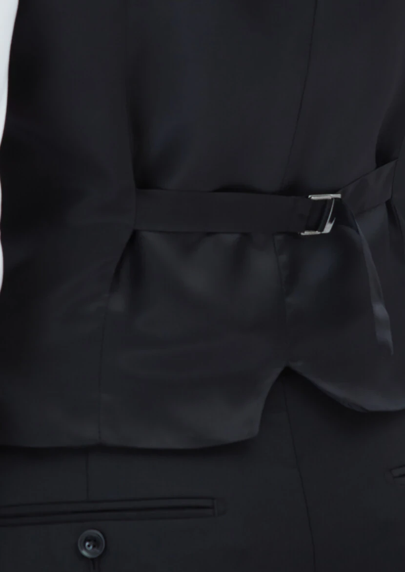 Black Slim Fit Butterfly Collar Classical Waistcoat - 5