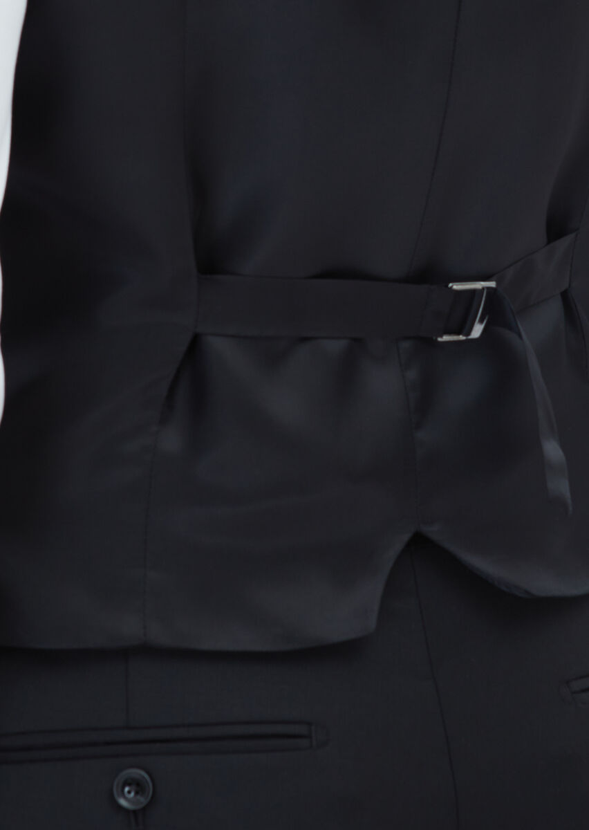 Black Slim Fit Butterfly Collar Classical Waistcoat - 5