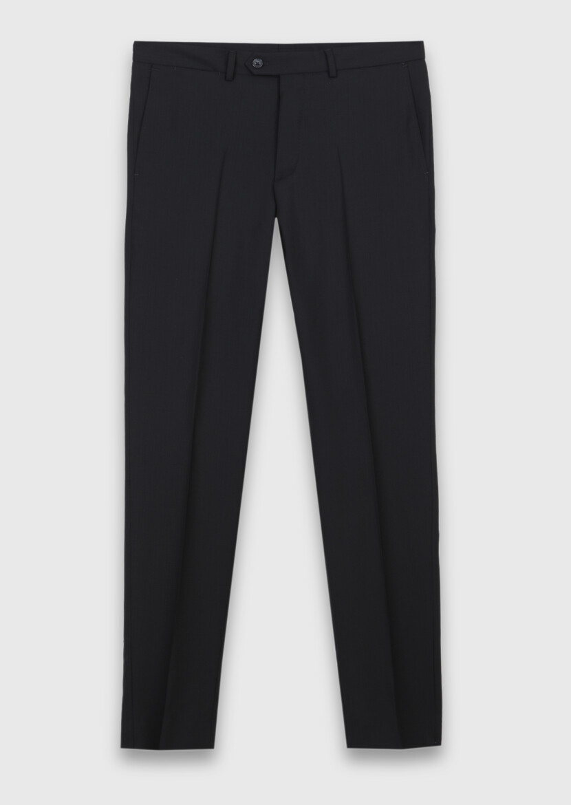 Black Striped Zeroweight Slim Fit 100% Wool Suit - 6