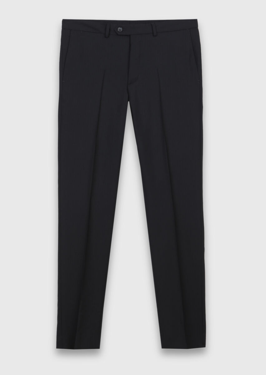 Black Striped Zeroweight Slim Fit 100% Wool Suit - 6