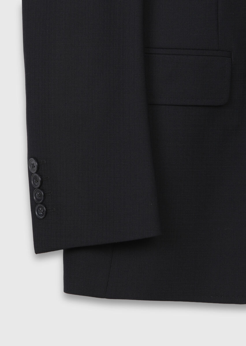 Black Striped Zeroweight Slim Fit 100% Wool Suit - 10