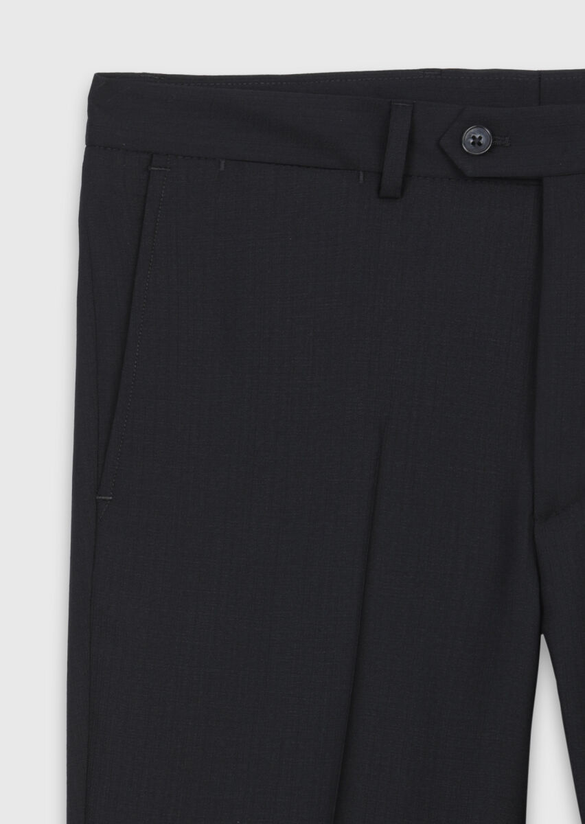 Black Striped Zeroweight Slim Fit 100% Wool Suit - 11