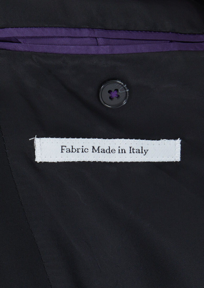 Black Striped Zeroweight Slim Fit 100% Wool Suit - 5