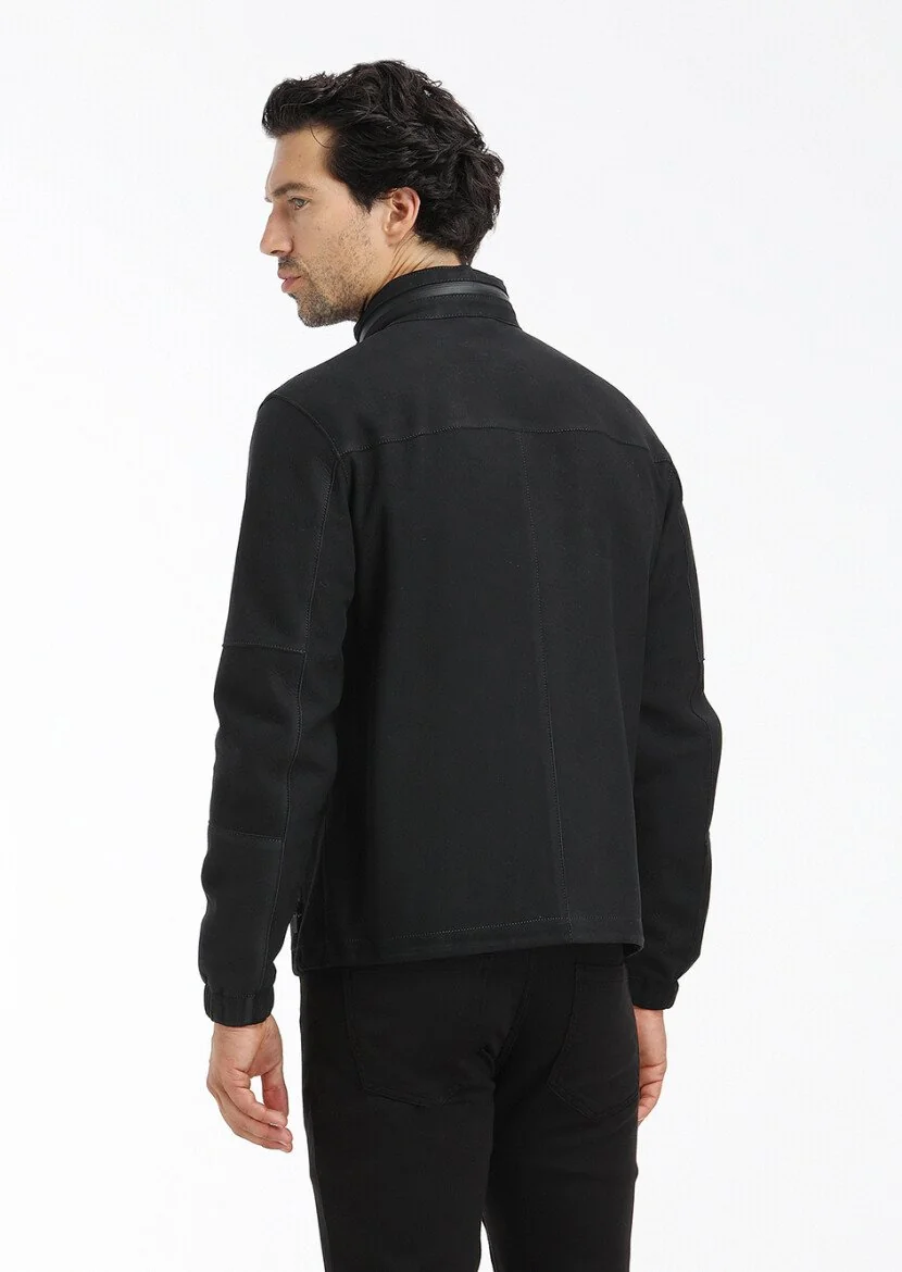 Black Suede Leather Coat - 6