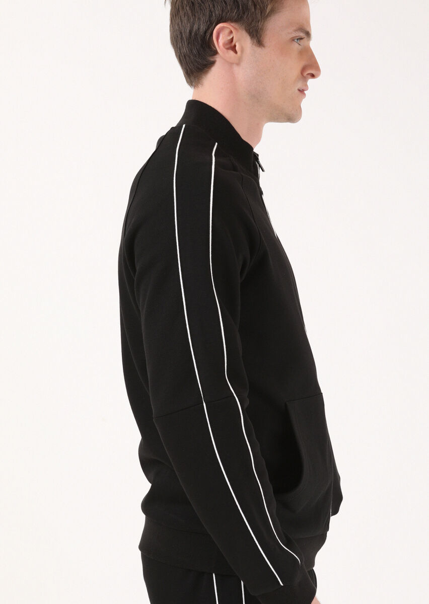 Black Turtleneck Jacquard Sweatshirt - 4