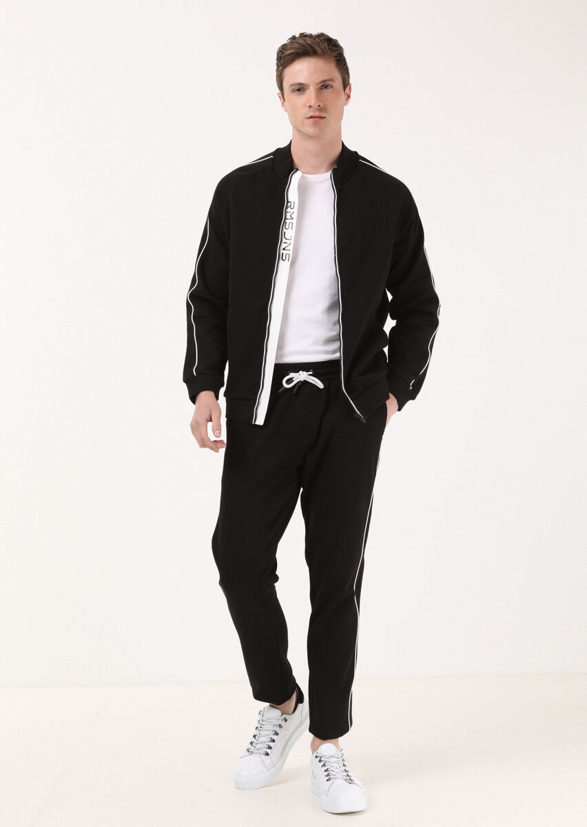 Black Turtleneck Jacquard Sweatshirt - 5