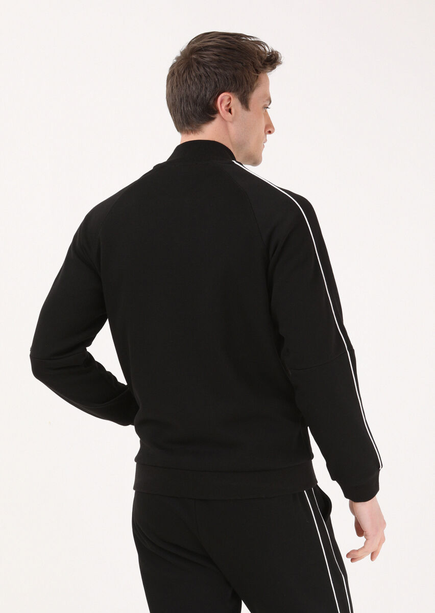 Black Turtleneck Jacquard Sweatshirt - 6