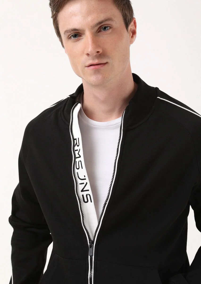 Black Turtleneck Jacquard Sweatshirt - 2