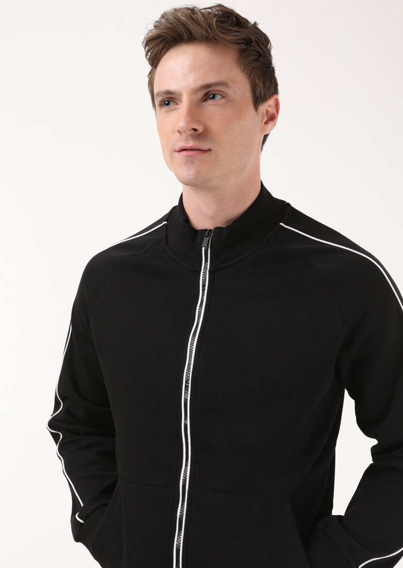 Black Turtleneck Jacquard Sweatshirt - 3