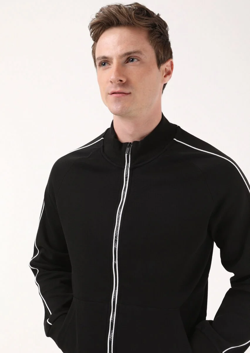 Black Turtleneck Jacquard Sweatshirt - 3