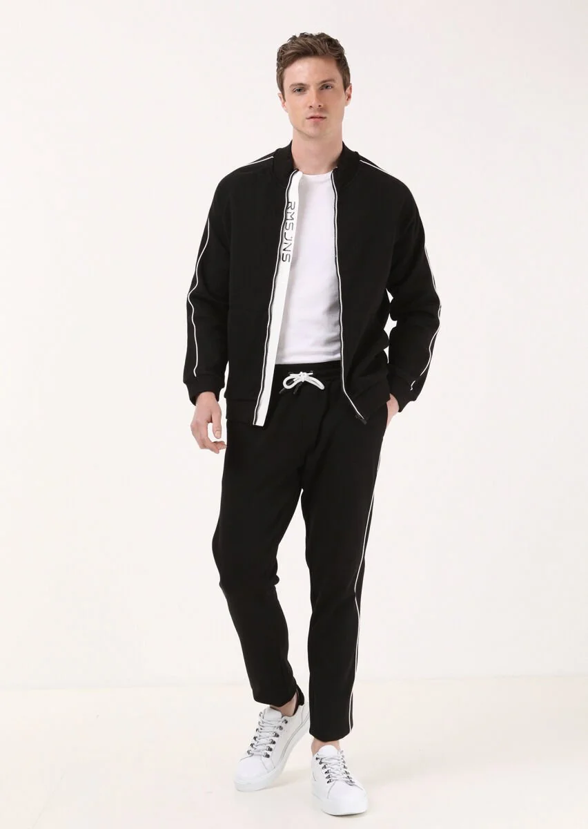 Black Turtleneck Jacquard Sweatshirt - 5