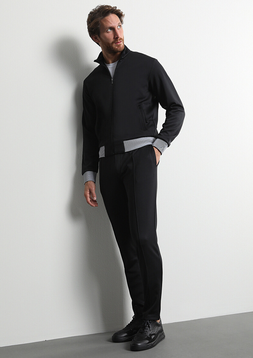 Black Turtleneck Plain Sweatshirt - 2
