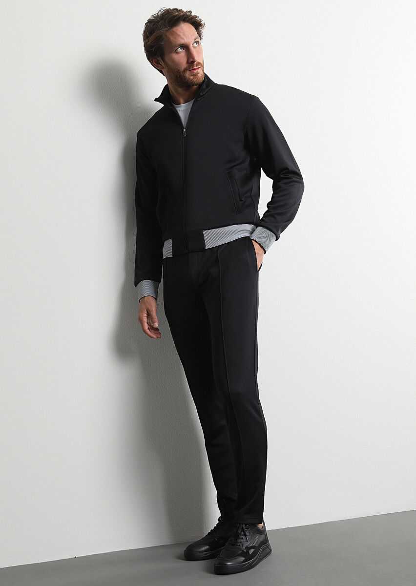 Black Turtleneck Plain Sweatshirt - 2
