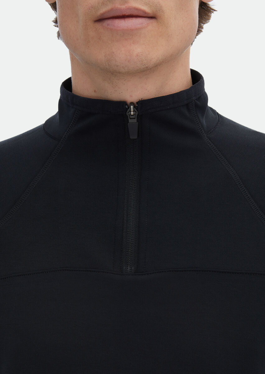 Black Turtleneck Plain Sweatshirt - 4