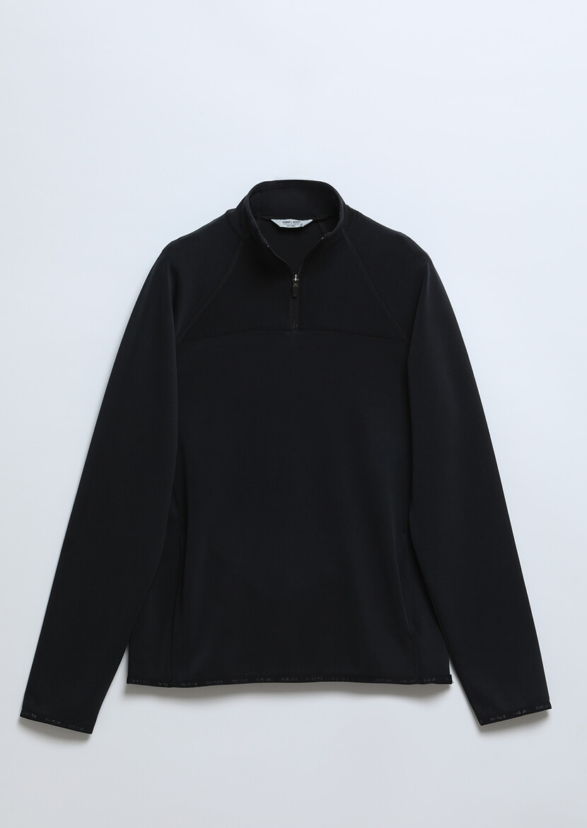 Black Turtleneck Plain Sweatshirt - 6