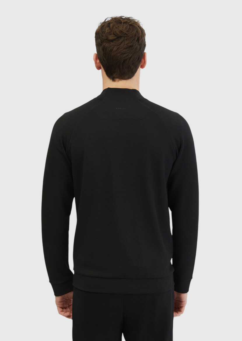 Black Turtleneck Plain Sweatshirt - 6