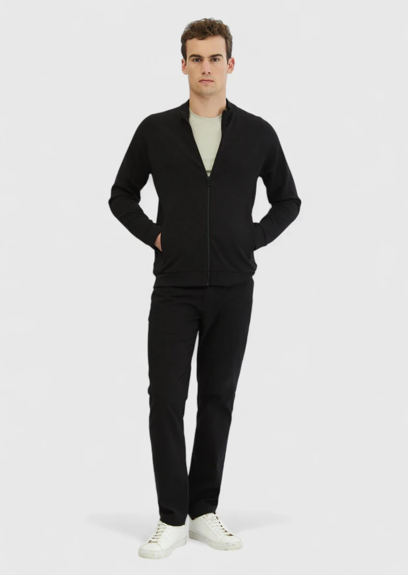 Black Turtleneck Plain Sweatshirt 