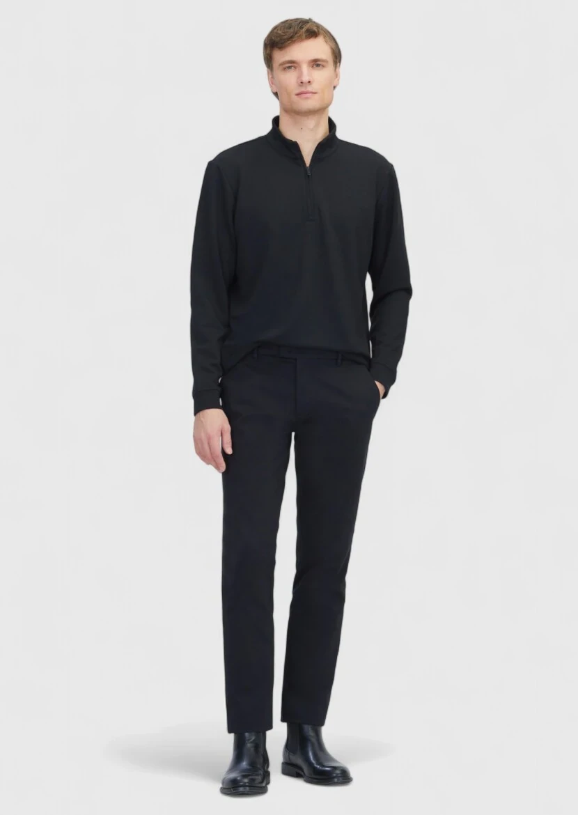 Black Turtleneck Plain Sweatshirt - RAMSEY