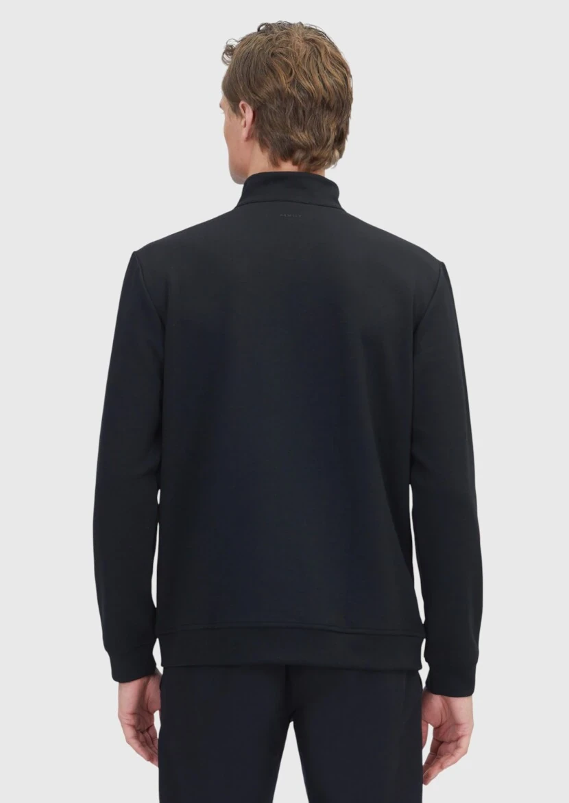 Black Turtleneck Plain Sweatshirt - 5