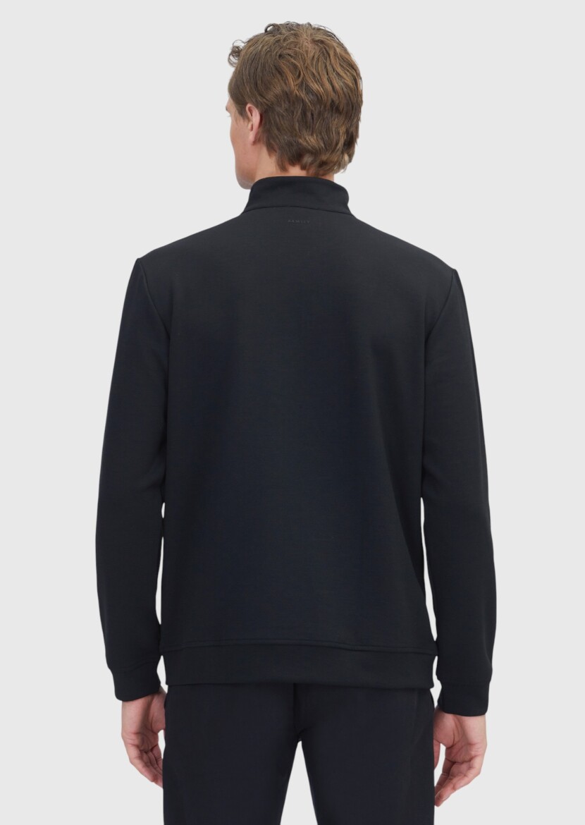 Black Turtleneck Plain Sweatshirt - 5