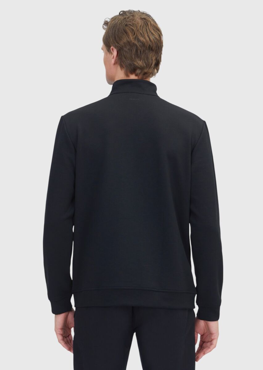 Black Turtleneck Plain Sweatshirt - 5