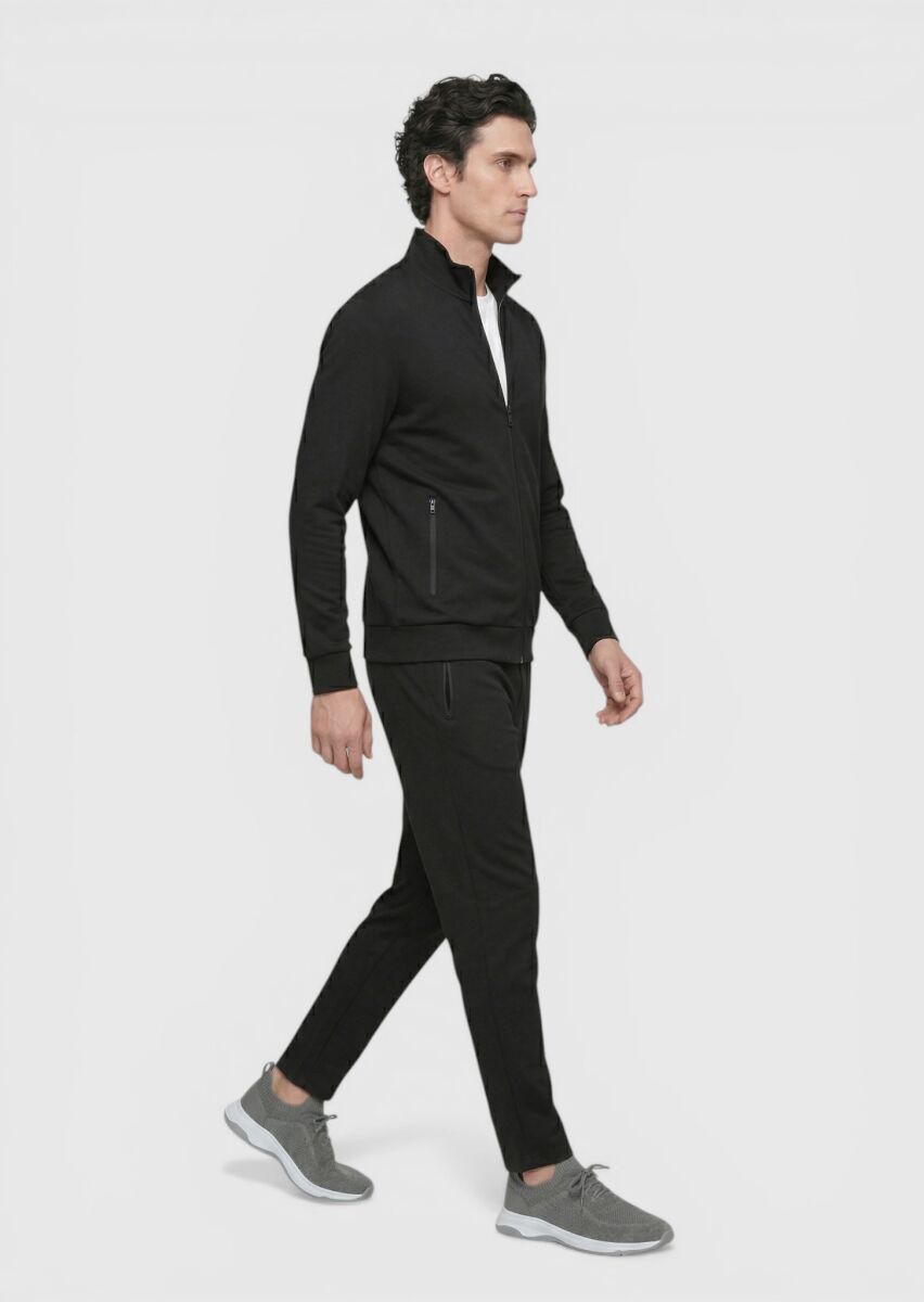 Black Turtleneck Plain Sweatshirt - 1