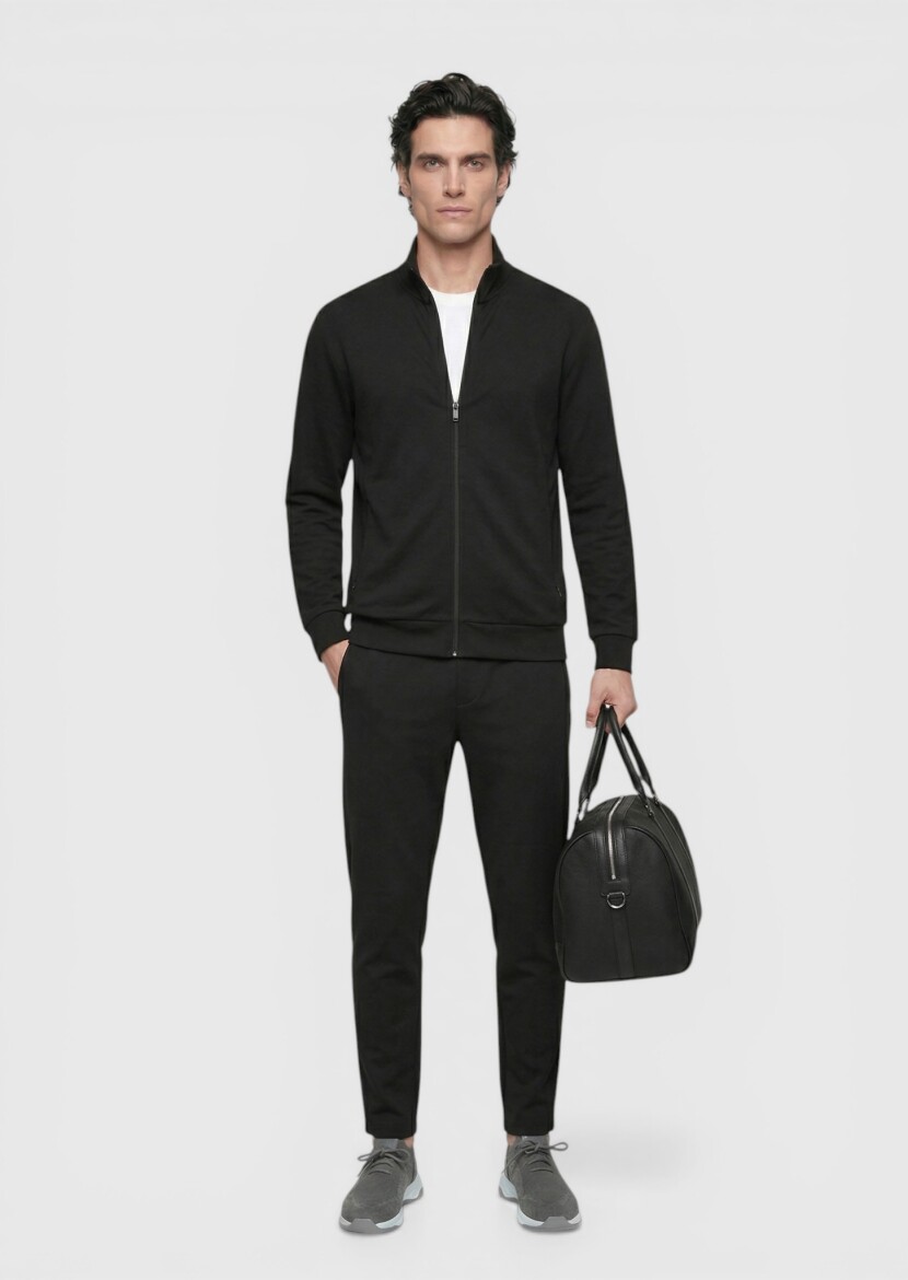 Black Turtleneck Plain Sweatshirt - 3