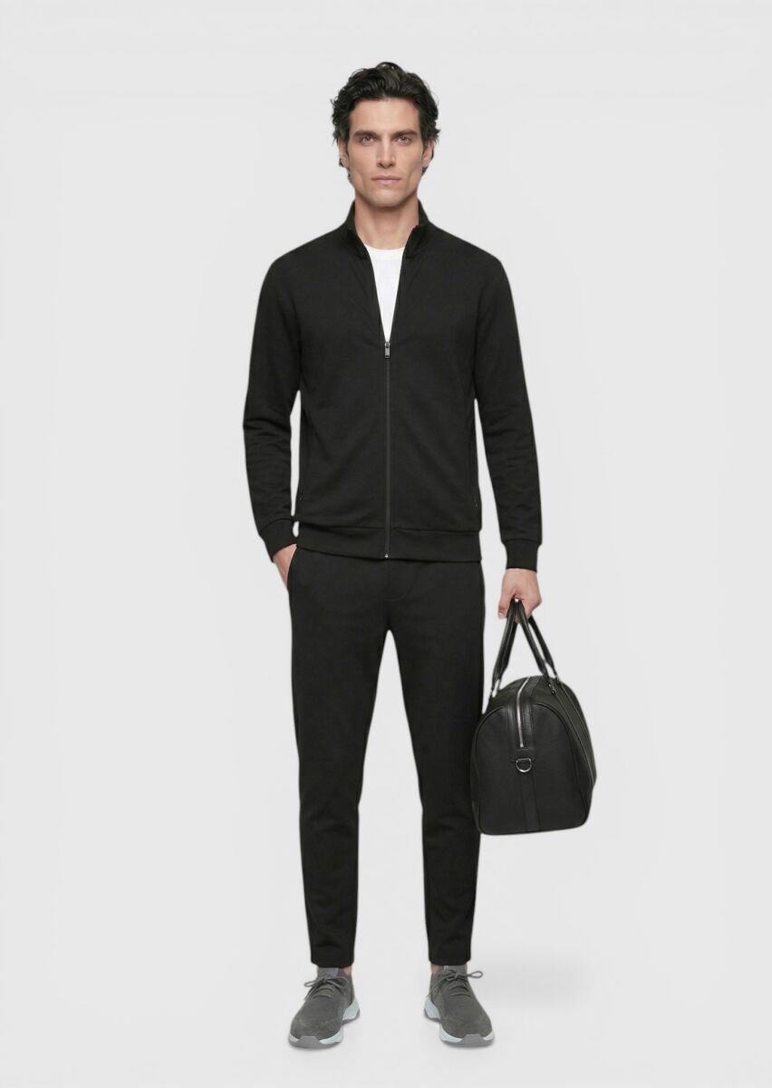 Black Turtleneck Plain Sweatshirt - 3