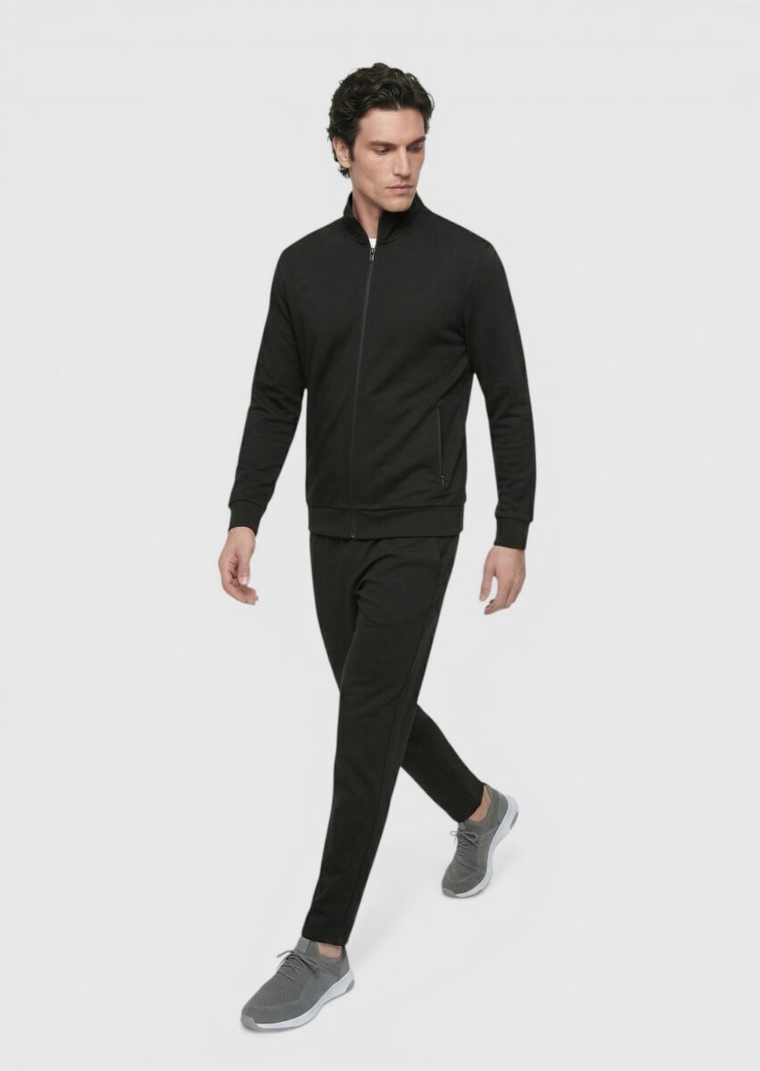 Black Turtleneck Plain Sweatshirt - 4