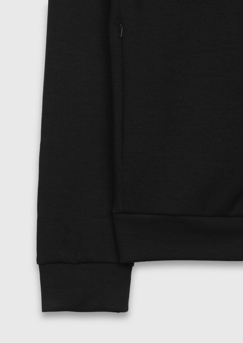 Black Turtleneck Plain Sweatshirt - 8