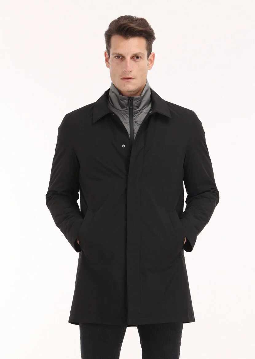 Black Twoinone Weaving Rain Coat - 2