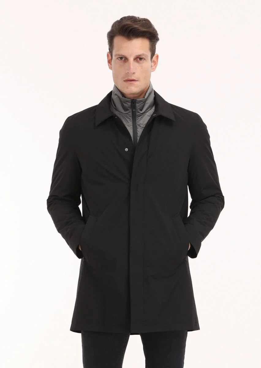 Black Twoinone Weaving Rain Coat - 2