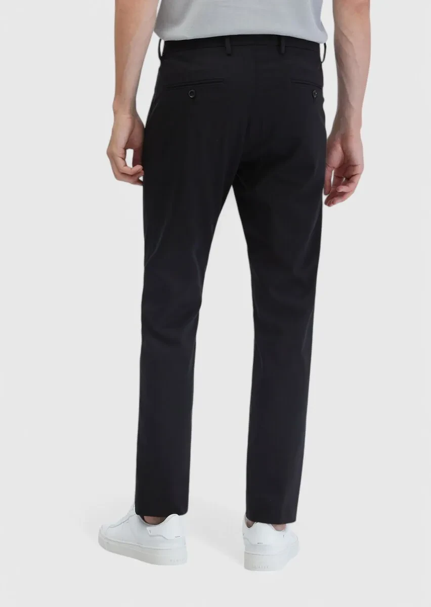 Black Weaving Casual Trousers - 4